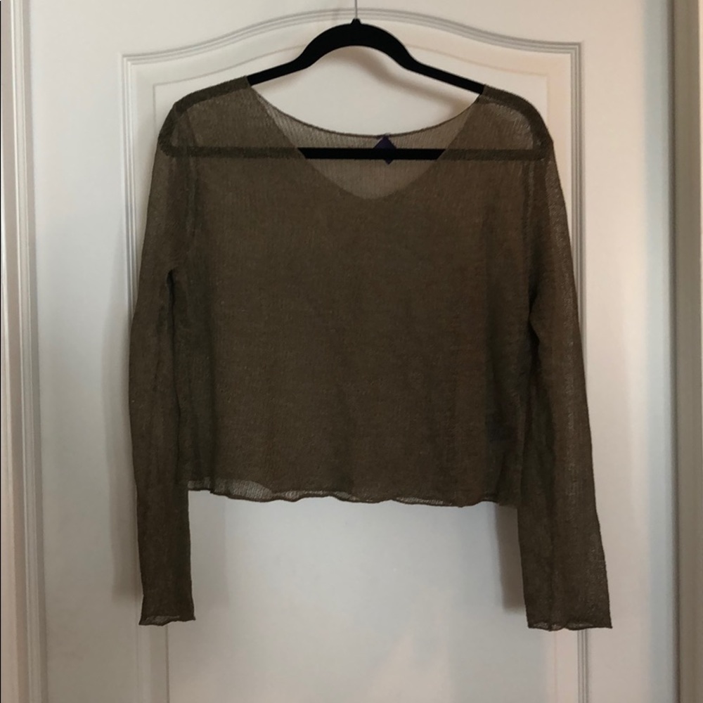 Ralph Lauren Collection taupe linen crop top
